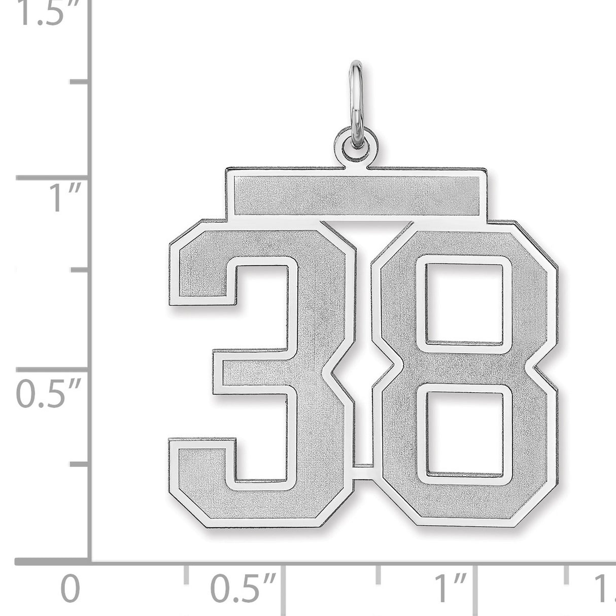 Satin Number 38 Charm Pendant in Real 925 Sterling Silver