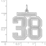 Satin Number 38 Charm Pendant in Real 925 Sterling Silver