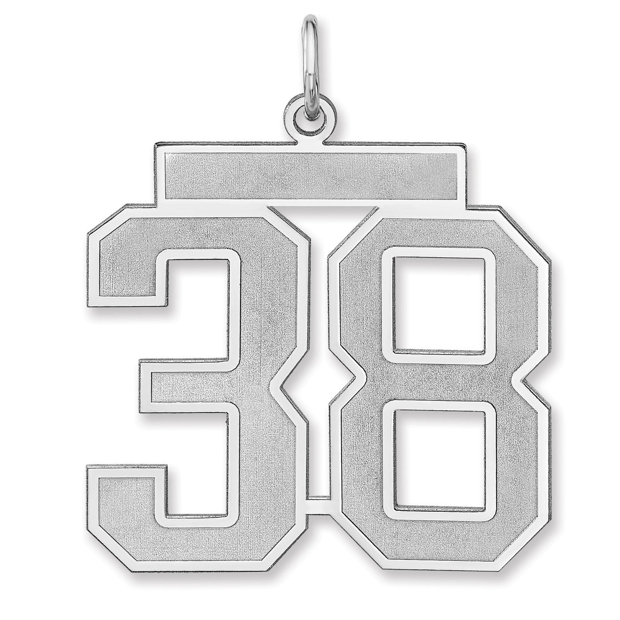 Satin Number 38 Charm Pendant in Real 925 Sterling Silver