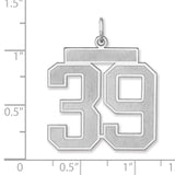 Satin Number 39 Charm Pendant in Real 925 Sterling Silver