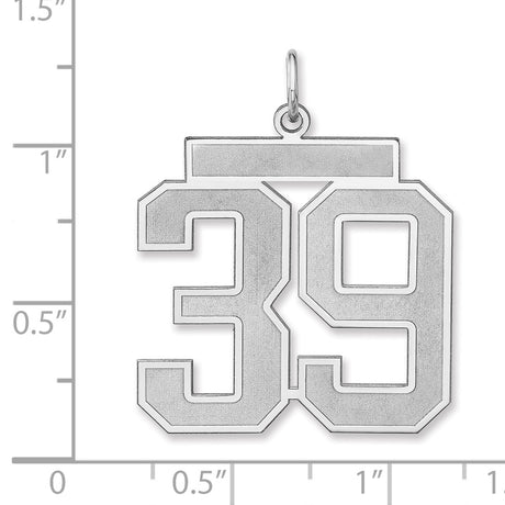 Satin Number 39 Charm Pendant in Real 925 Sterling Silver
