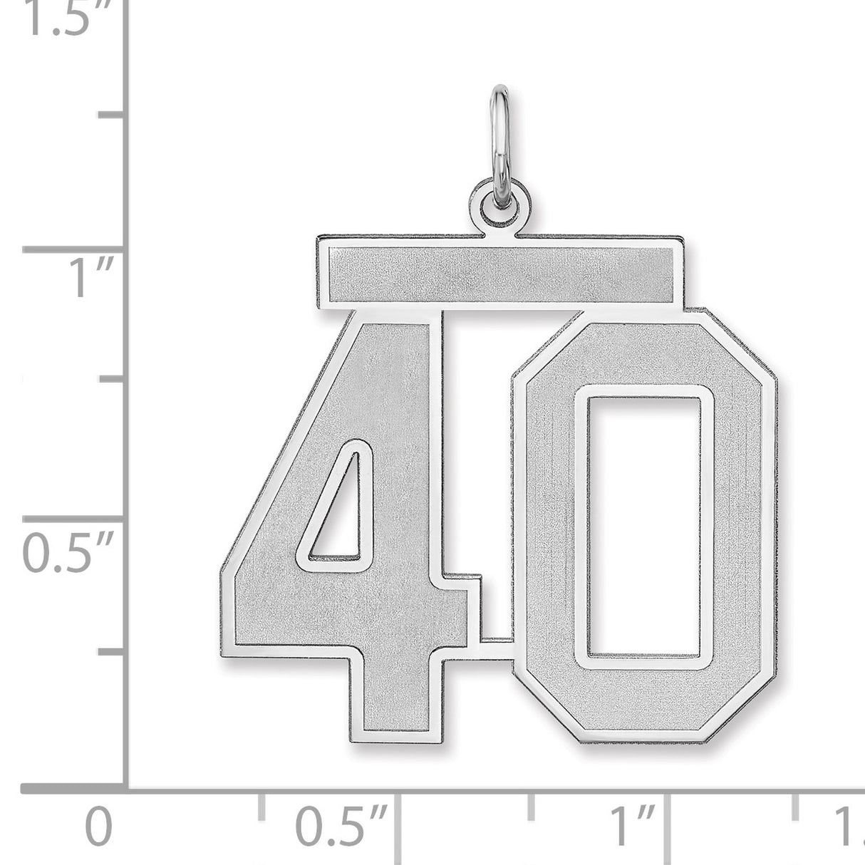 Satin Number 40 Charm Pendant in Real 925 Sterling Silver