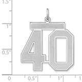 Satin Number 40 Charm Pendant in Real 925 Sterling Silver