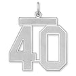 Satin Number 40 Charm Pendant in Real 925 Sterling Silver