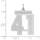 Satin Number 41 Charm Pendant in Real 925 Sterling Silver