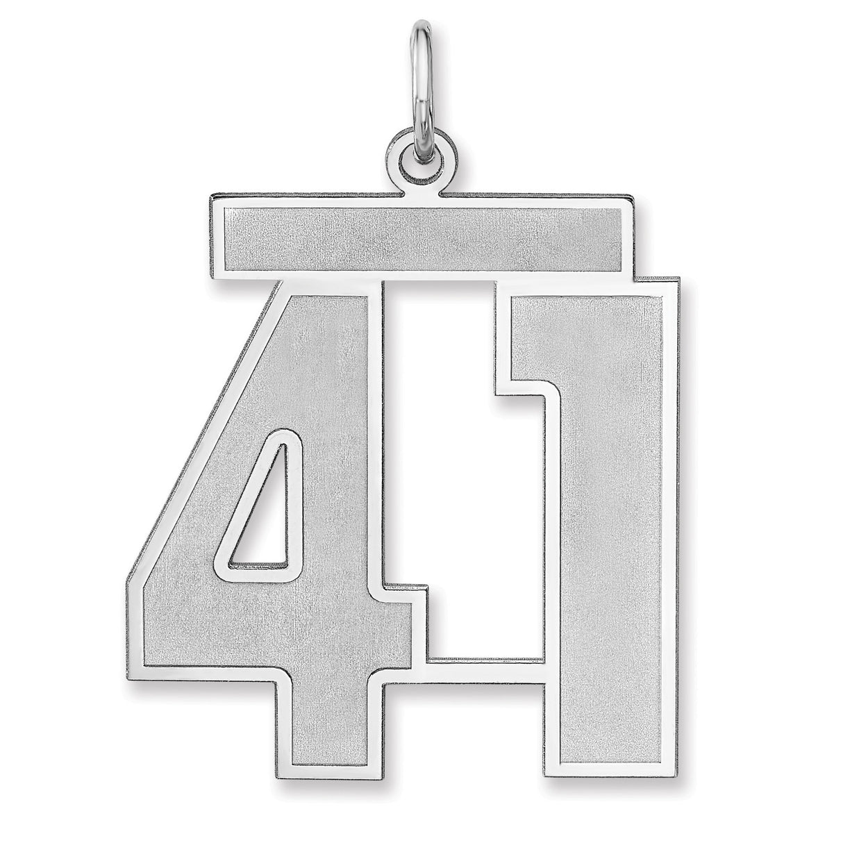 Satin Number 41 Charm Pendant in Real 925 Sterling Silver