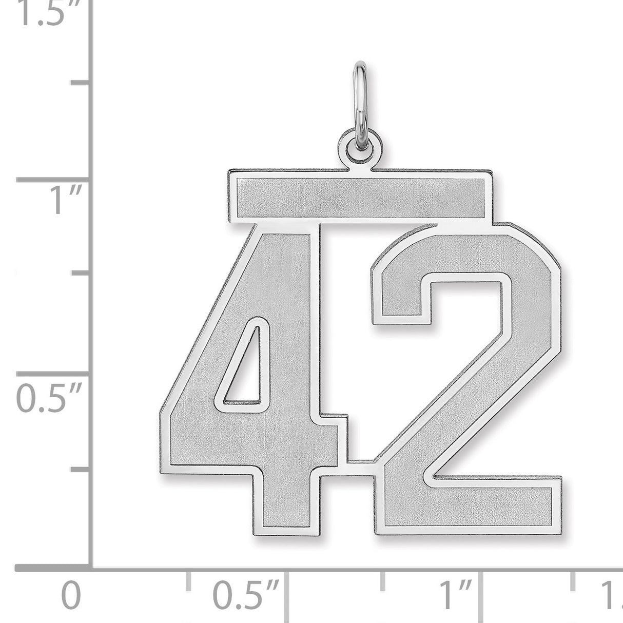 Satin Number 42 Charm Pendant in Real 925 Sterling Silver
