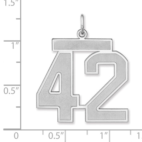 Satin Number 42 Charm Pendant in Real 925 Sterling Silver