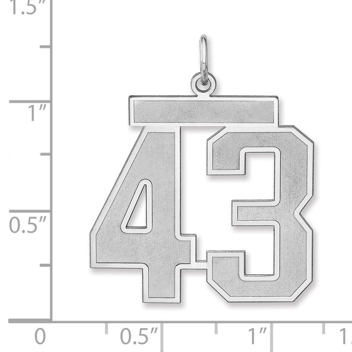 Satin Number 43 Charm Pendant in Real 925 Sterling Silver