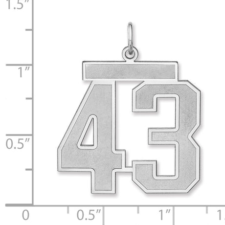 Satin Number 43 Charm Pendant in Real 925 Sterling Silver