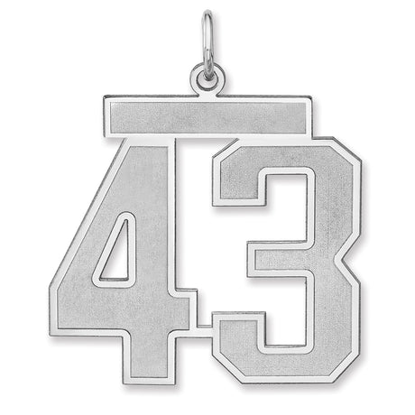 Satin Number 43 Charm Pendant in Real 925 Sterling Silver