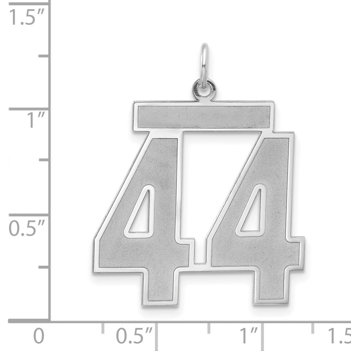 Satin Number 44 Charm Pendant in Real 925 Sterling Silver