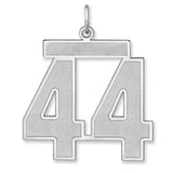 Satin Number 44 Charm Pendant in Real 925 Sterling Silver