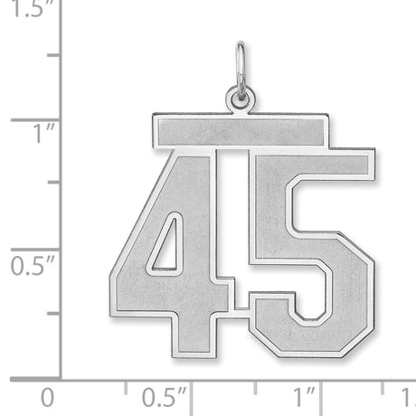 Satin Number 45 Charm Pendant in Real 925 Sterling Silver