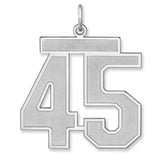 Satin Number 45 Charm Pendant in Real 925 Sterling Silver