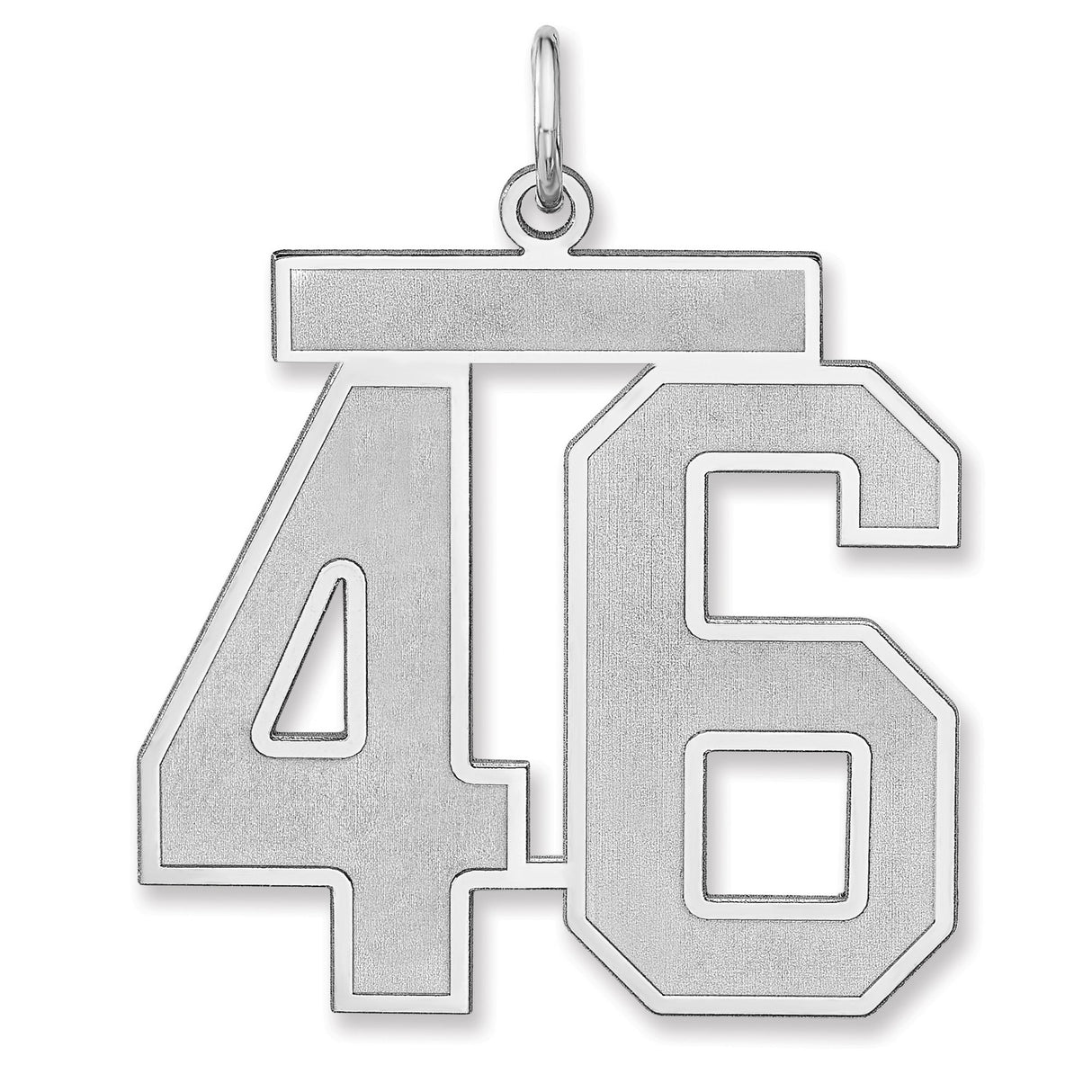 Satin Number 46 Charm Pendant in Real 925 Sterling Silver