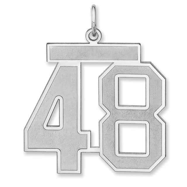 Satin Number 48 Charm Pendant in Real 925 Sterling Silver