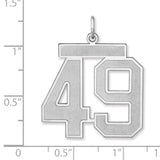 Satin Number 49 Charm Pendant in Real 925 Sterling Silver