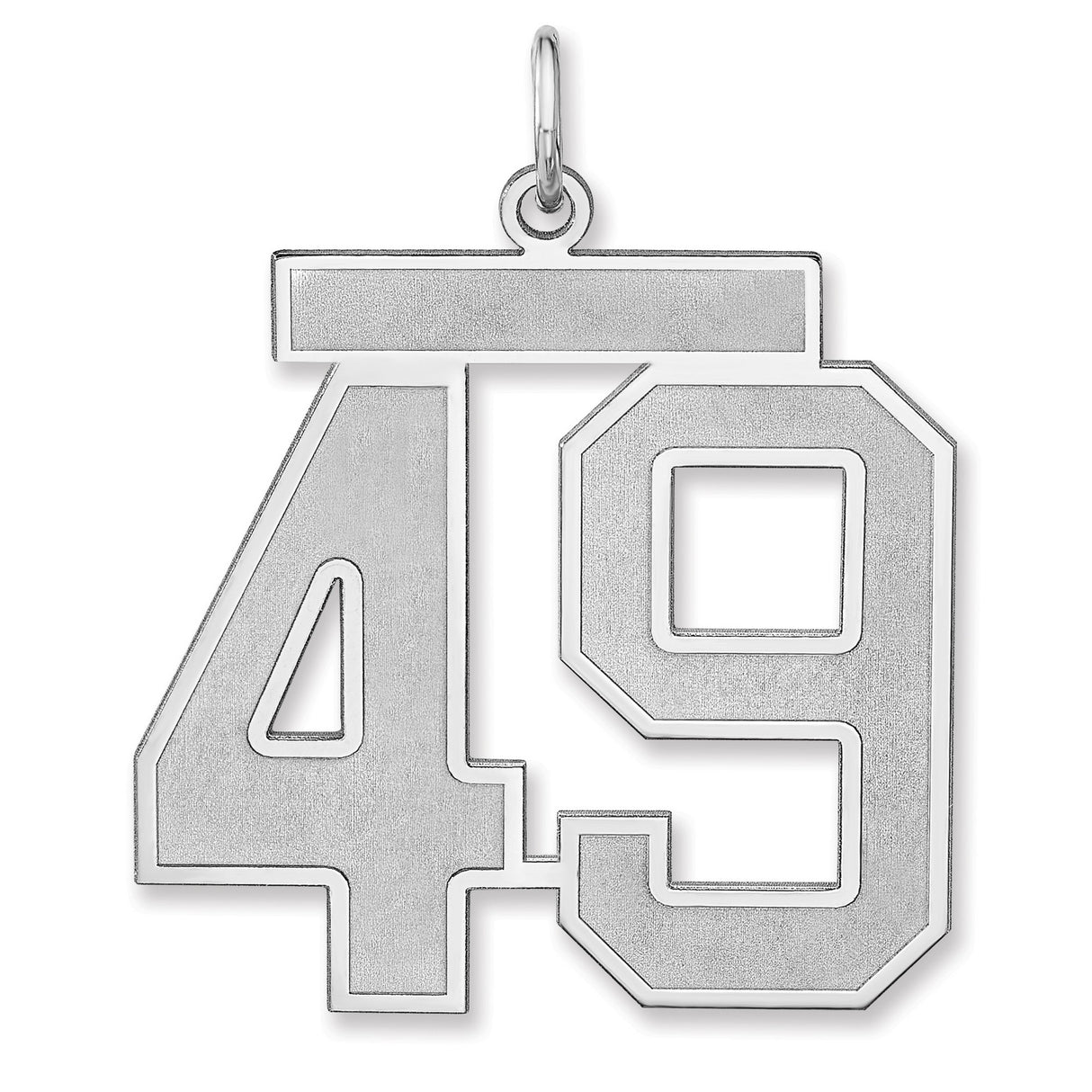 Satin Number 49 Charm Pendant in Real 925 Sterling Silver