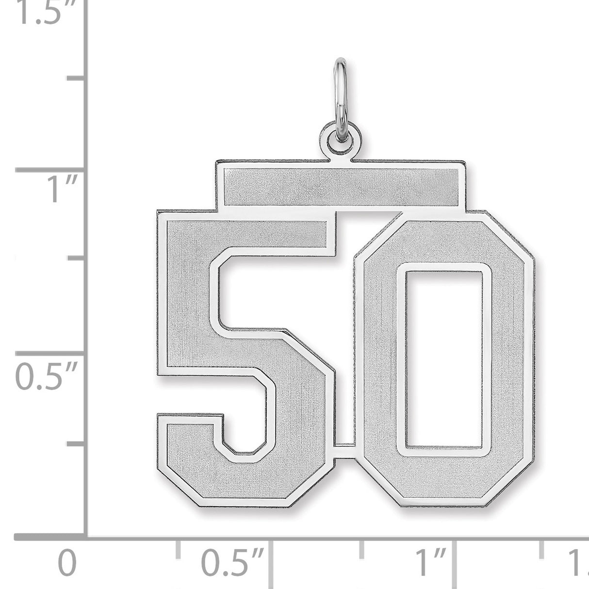 Satin Number 50 Charm Pendant in Real 925 Sterling Silver