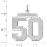 Satin Number 50 Charm Pendant in Real 925 Sterling Silver