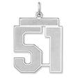 Satin Number 51 Charm Pendant in Real 925 Sterling Silver