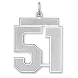 Satin Number 51 Charm Pendant in Real 925 Sterling Silver