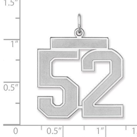 Satin Number 52 Charm Pendant in Real 925 Sterling Silver