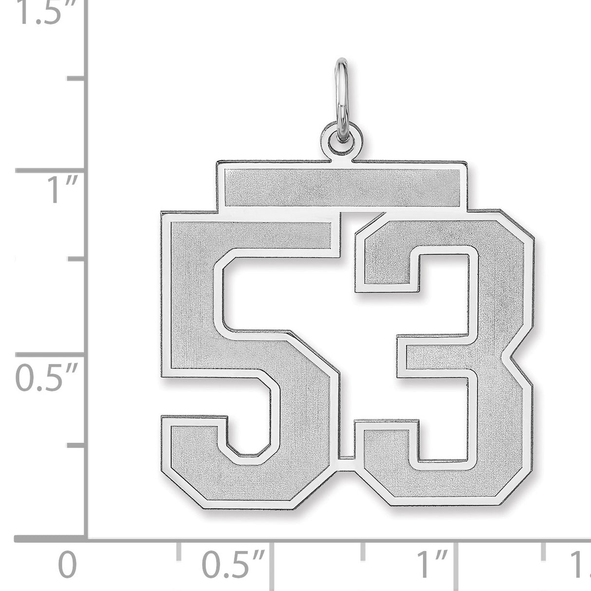 Satin Number 53 Charm Pendant in Real 925 Sterling Silver