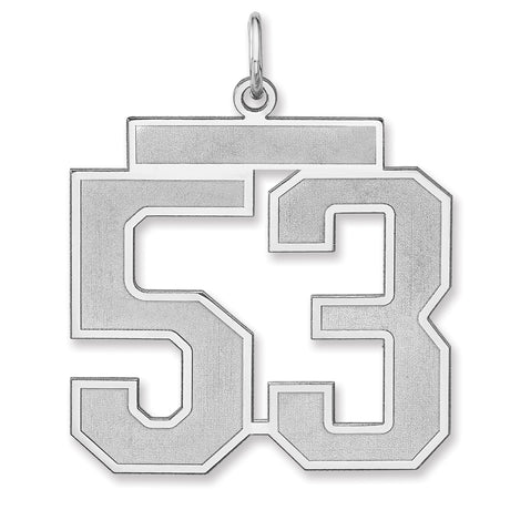 Satin Number 53 Charm Pendant in Real 925 Sterling Silver
