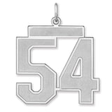 Satin Number 54 Charm Pendant in Real 925 Sterling Silver