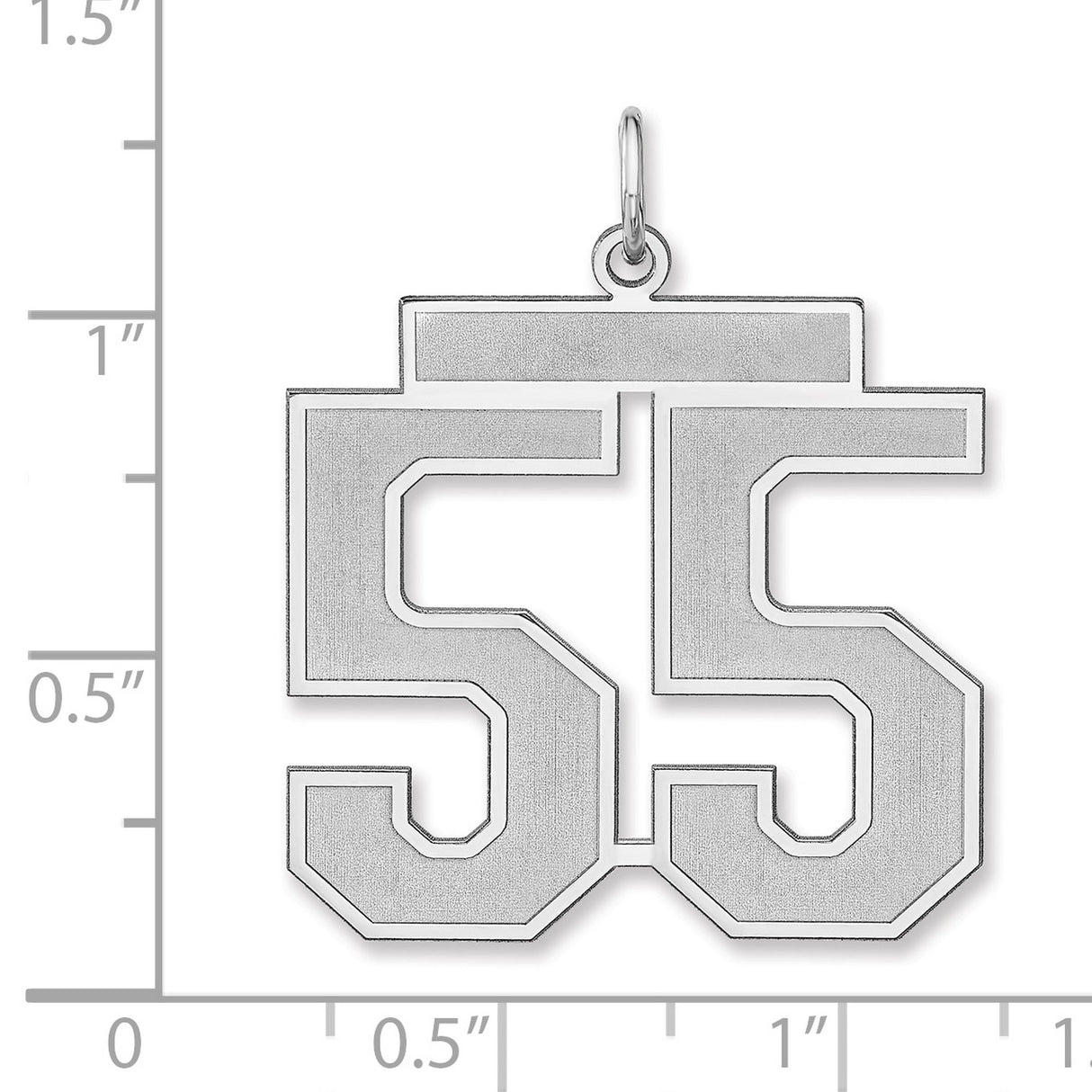 Satin Number 55 Charm Pendant in Real 925 Sterling Silver