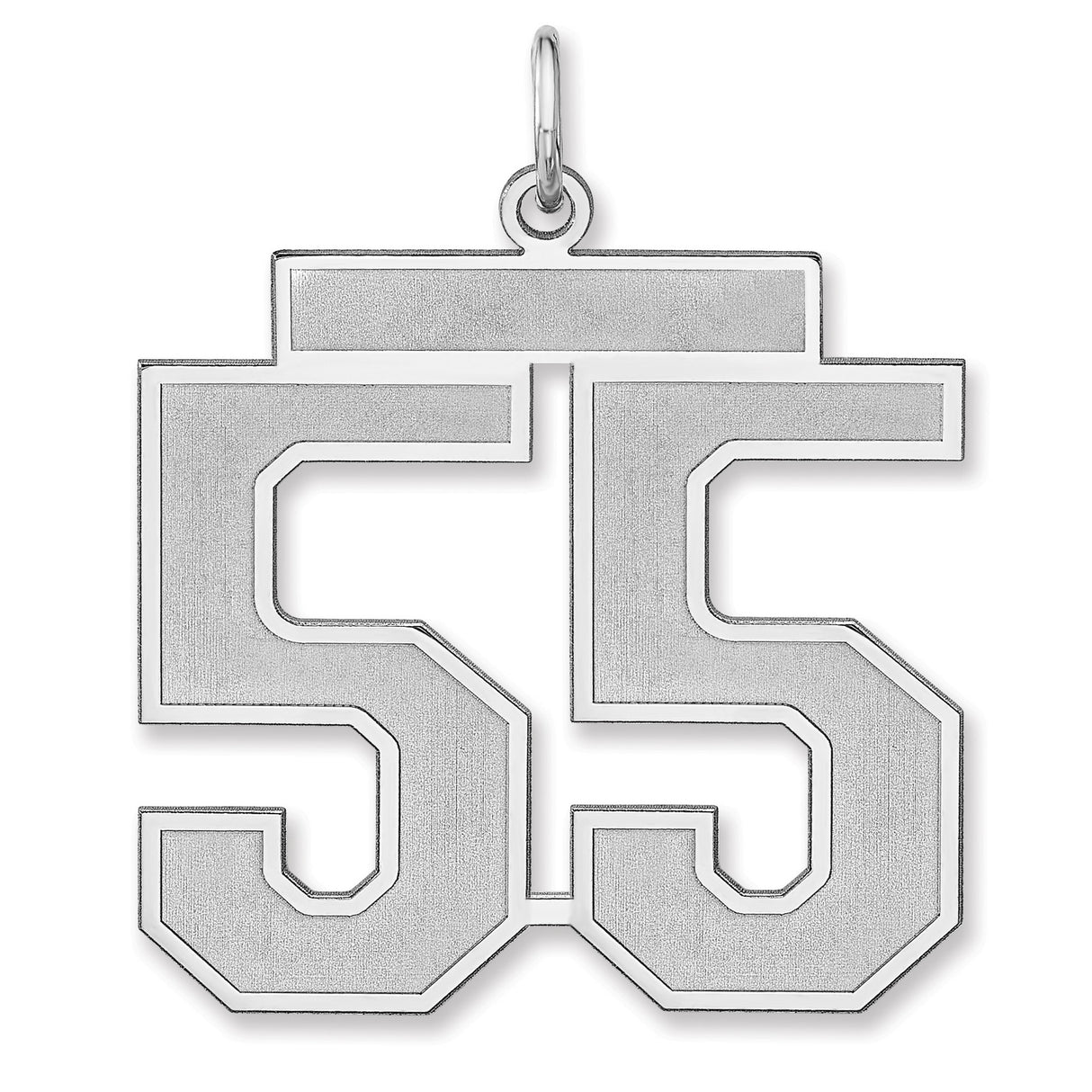 Satin Number 55 Charm Pendant in Real 925 Sterling Silver