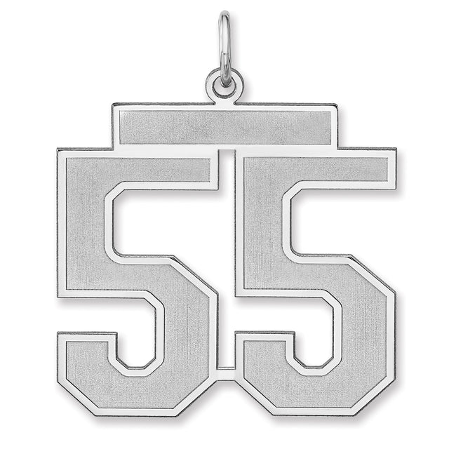 Satin Number 55 Charm Pendant in Real 925 Sterling Silver