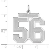 Satin Number 56 Charm Pendant in Real 925 Sterling Silver