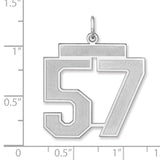 Satin Number 57 Charm Pendant in Real 925 Sterling Silver