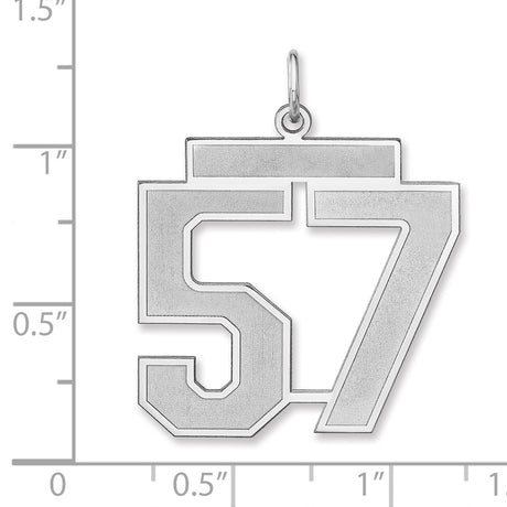 Satin Number 57 Charm Pendant in Real 925 Sterling Silver