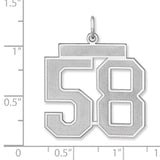 Satin Number 58 Charm Pendant in Real 925 Sterling Silver