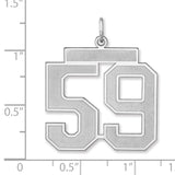Satin Number 59 Charm Pendant in Real 925 Sterling Silver