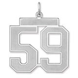 Satin Number 59 Charm Pendant in Real 925 Sterling Silver