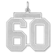 Satin Number 60 Charm Pendant in Real 925 Sterling Silver