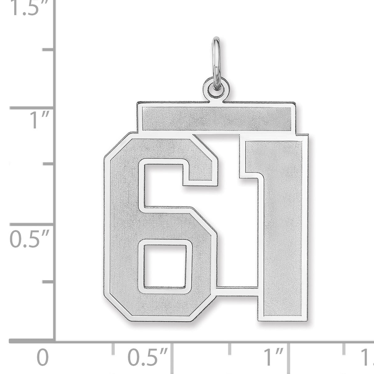 Satin Number 61 Charm Pendant in Real 925 Sterling Silver