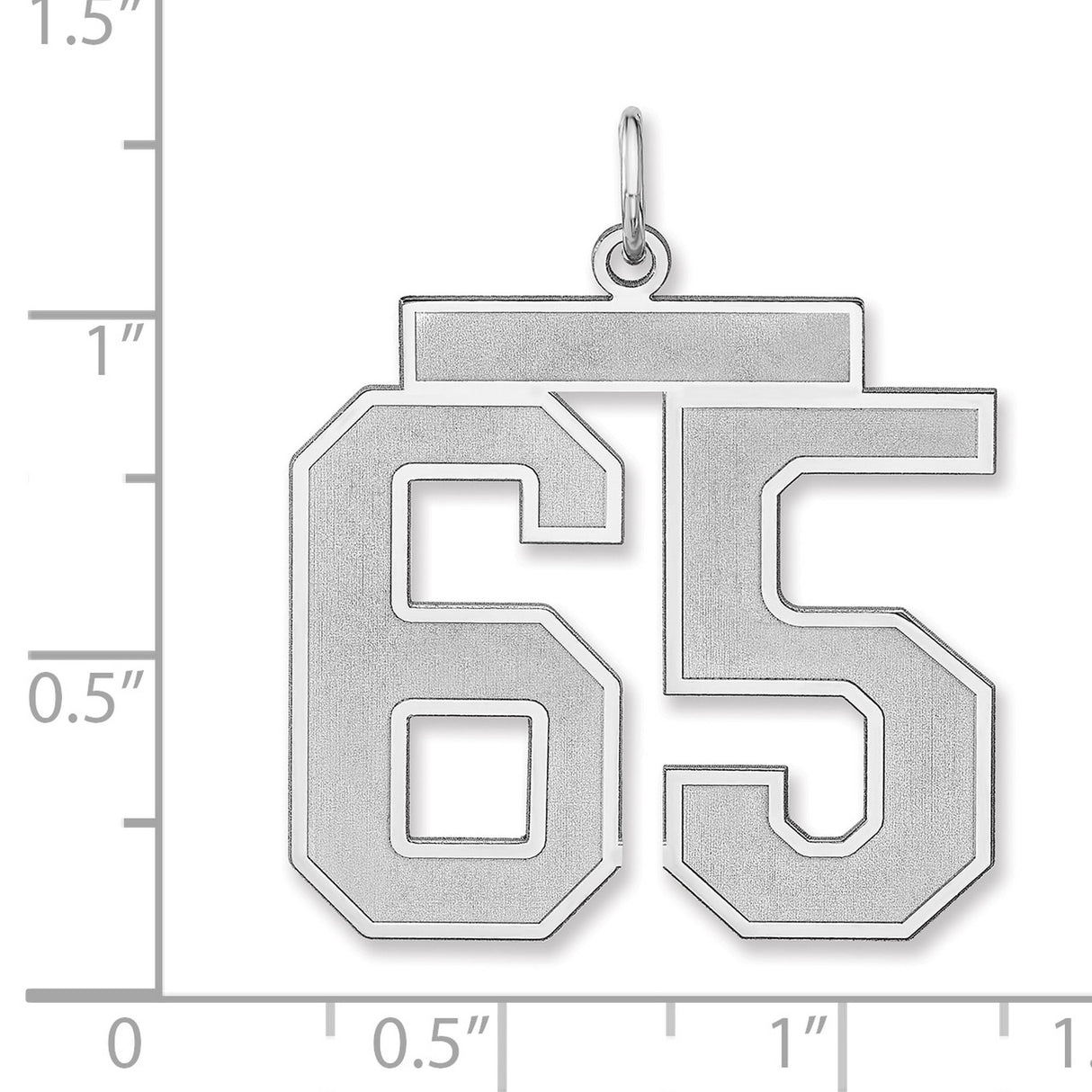 Satin Number 65 Charm Pendant in Real 925 Sterling Silver