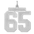 Satin Number 65 Charm Pendant in Real 925 Sterling Silver