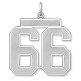 Satin Number 66 Charm Pendant in Real 925 Sterling Silver