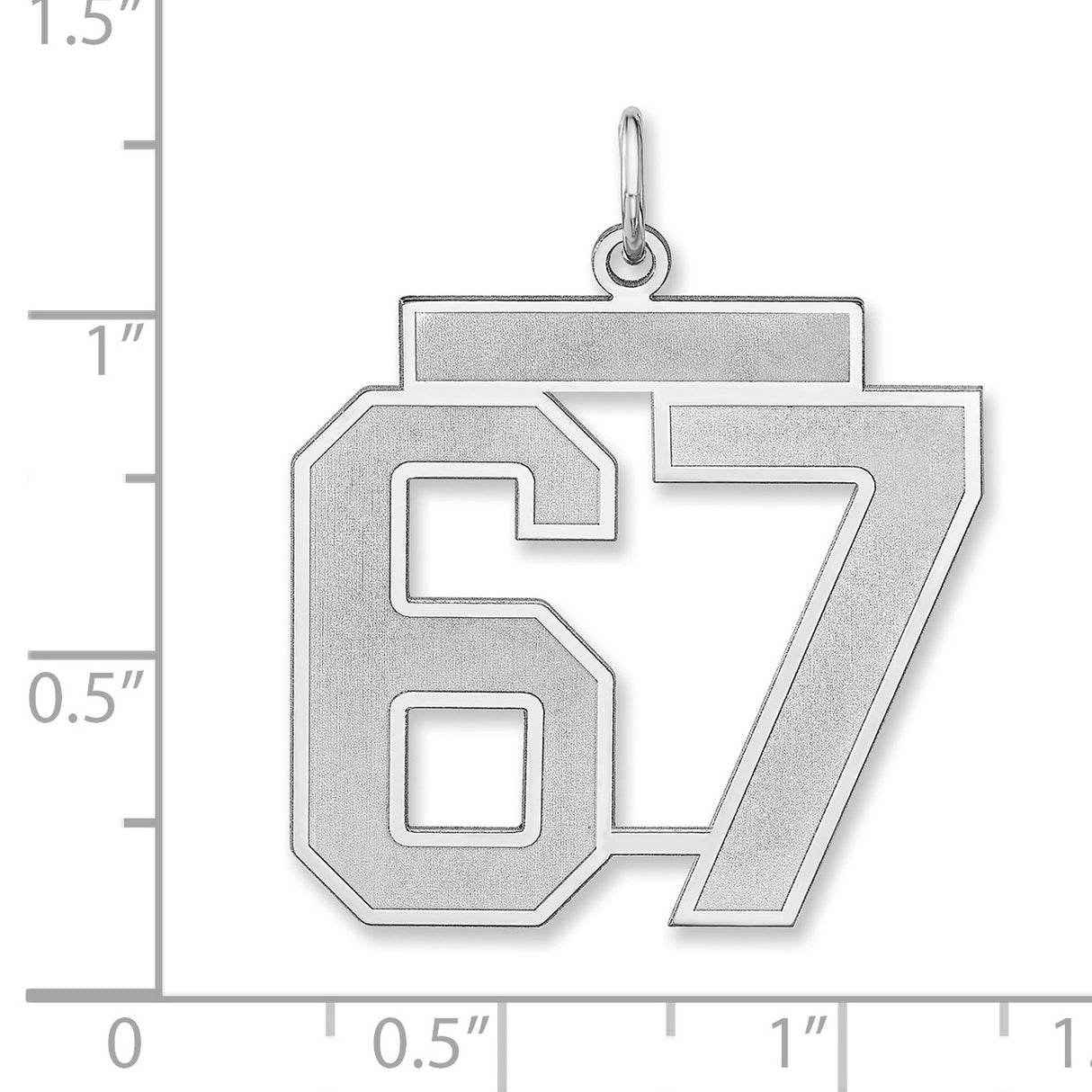 Satin Number 67 Charm Pendant in Real 925 Sterling Silver