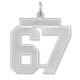 Satin Number 67 Charm Pendant in Real 925 Sterling Silver