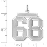 Satin Number 68 Charm Pendant in Real 925 Sterling Silver