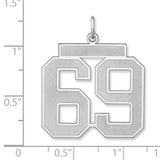 Satin Number 69 Charm Pendant in Real 925 Sterling Silver