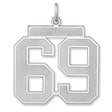 Satin Number 69 Charm Pendant in Real 925 Sterling Silver